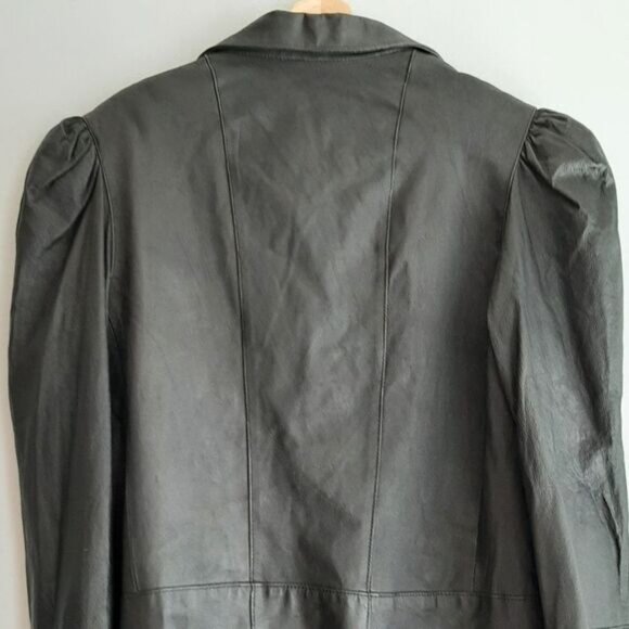 VINTAGE Genuine Leather Jacket Blazer Pleated Shoulders Sz M | Eur 38 - Picture 10 of 16